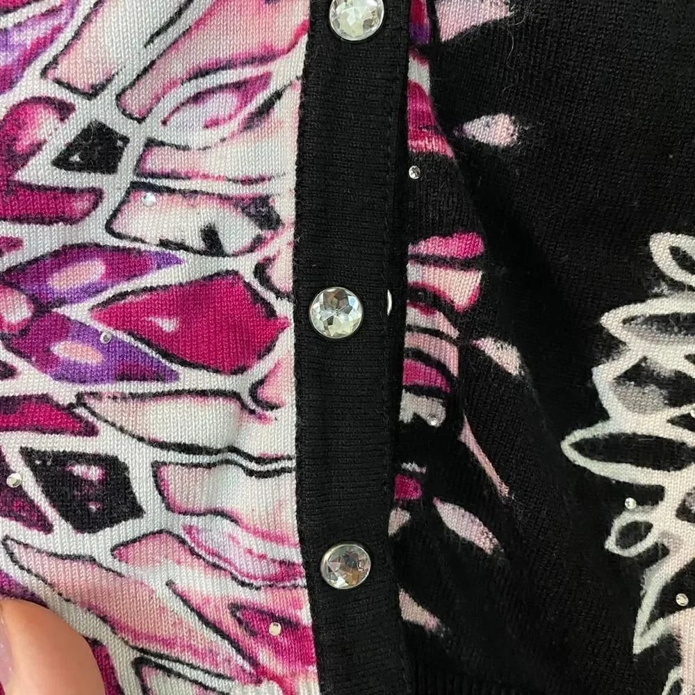 White House Black Market Embellished Geometric Floral Cardigan